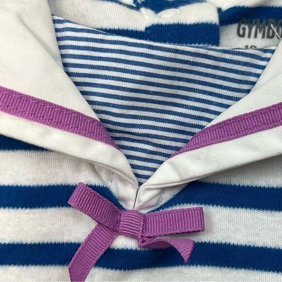 Gymboree blue and white striped knit sailor bubble romper EUC size 12-18 m - Picture 5 of 9